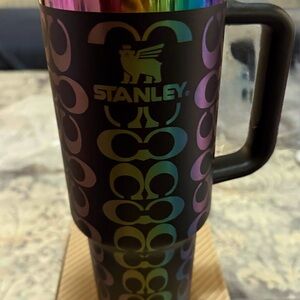 Stanley COACH Black and Rainbow Travel Mug 40 oz Quencher-RARE